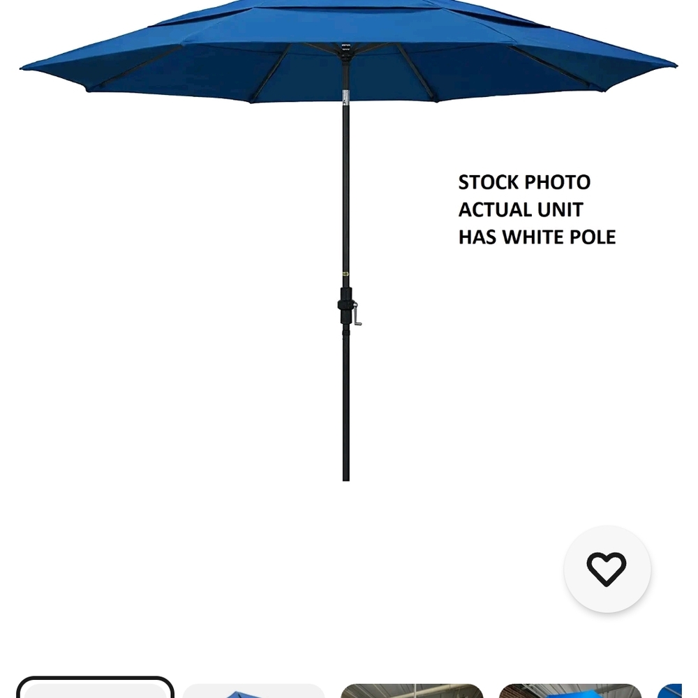 Blue Patio Umbrella with White Pole